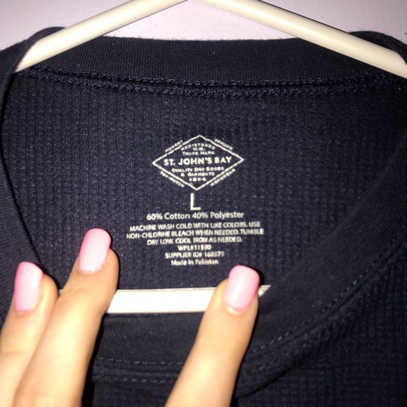 COTTON / POLYESTER WOVEN LONG SLEEVE ; NAVY BLUE - Picture 4 of 5